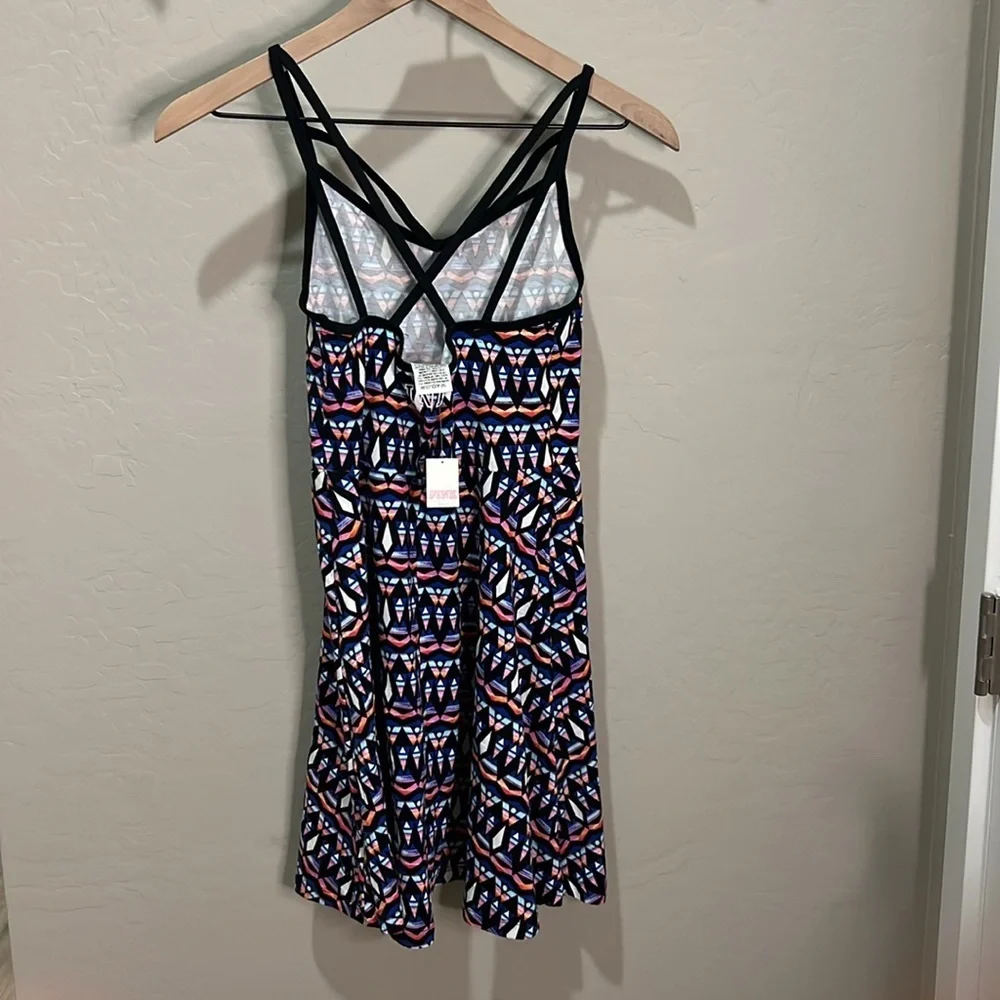 Vintage Y2K Pink Dress Victoria Secret Skater Aztec Print Flowy Mini Midi 90’s